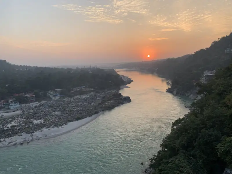 The sun setting over the Ganga valley