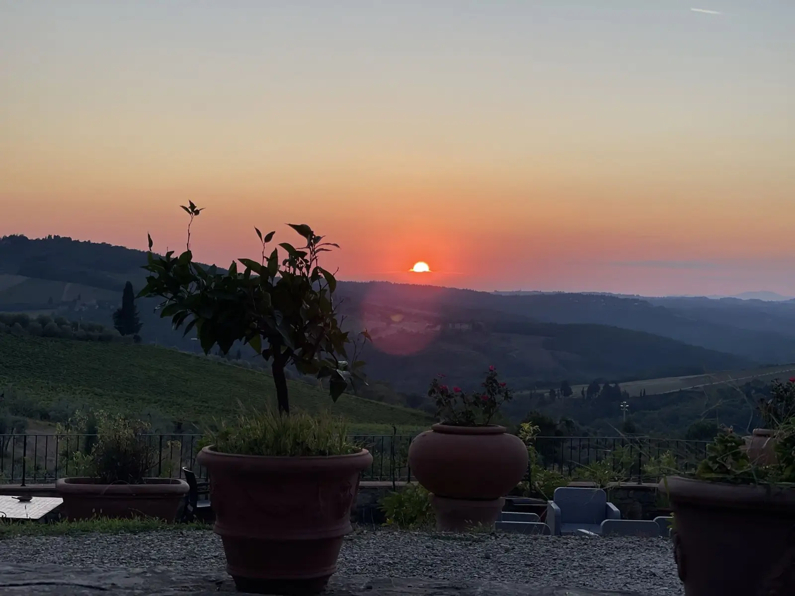 A Tuscan terrace at sunset