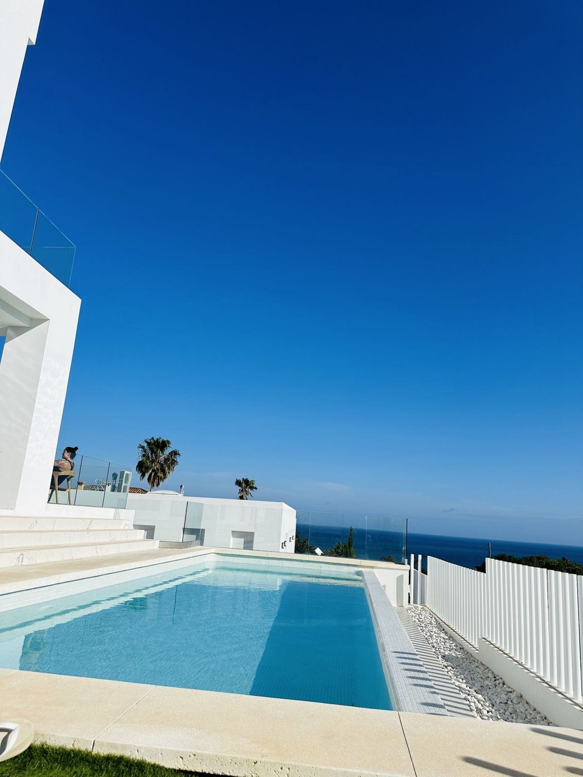 The retreat villa pool overlooking the Mediterranean